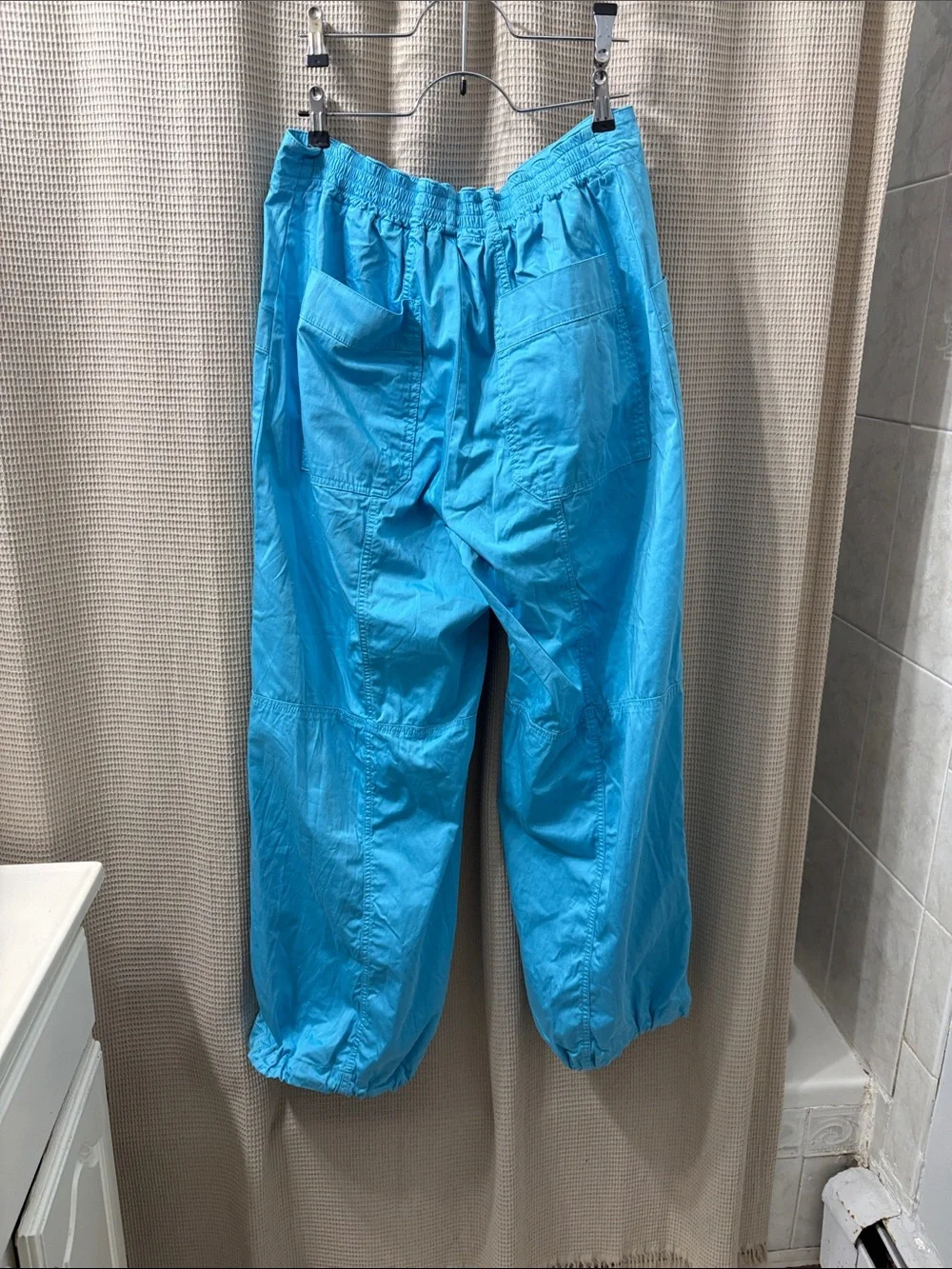 Anthropologie Blue Elastic-Waist oversized cargo like  Pants nwot